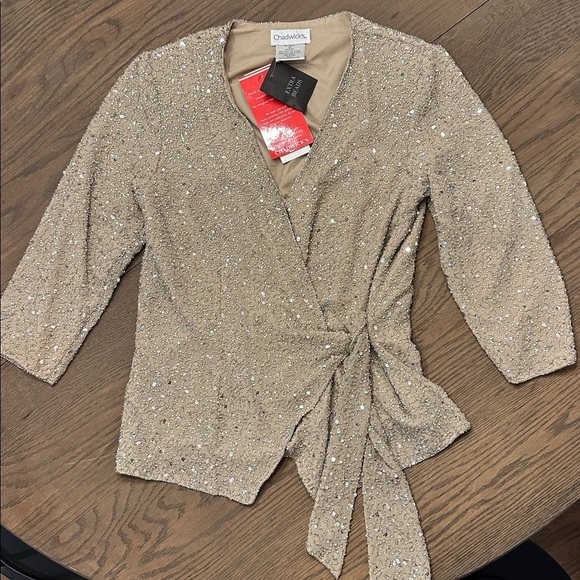 Chadwicks Jackets & Blazers - Chadwick’s NWT Vintage Champagne Sequin Wrap Jacket
